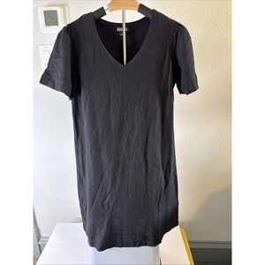 Nicole Miller Women's Dress Black Linen Short Sleeve Casual Spring Size Small